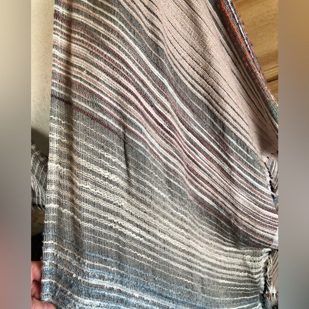Textured Stripe Ruana Wrap - Picture 4 of 8